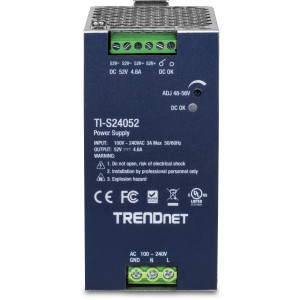 TRENDnet TI-S24052 240W Industrial DIN Rail Power Supply, PFC, 52V Output